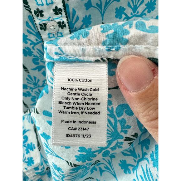 TALBOTS | Blue Floral Print Button Down Shirt 100% Cotton Long Sleeve | Small - Picture 6 of 6